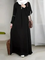 ⁦Fashion Long Sleeve Muslim Maxi Dresses for Women Saudi Arabia Dubai Abaya Party Casual Sequin Sundress Casual Morocco Kaftan⁩ - الصورة ⁦2⁩