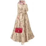 ⁦Eid Muslim Abaya for Women Print Dress Jalabiya Lace Up Saudi Arab Long Robe Ramadan Morocco Dubai Abayas Kaftan Islam Vestidos⁩ - الصورة ⁦5⁩