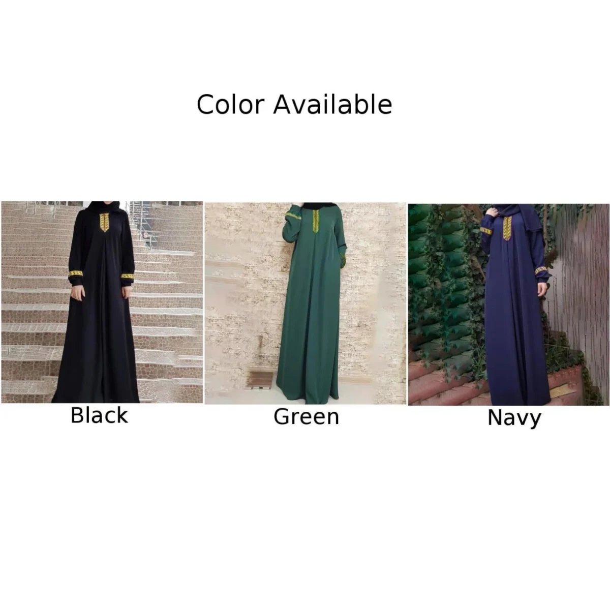 ⁦Stylish Dress Female\'s Clothes Abaya Prayer Maxi Dress Ladies Arab Robe Long Sleeve Muslim Dresses Women Plain⁩ - الصورة ⁦2⁩