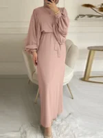 Eid Women Muslim Dress Morocco Abaya Kaftans Casual Evening Dresses Puff Sleeve Woman Turkey Islam Long Robe Femme Vestidos - Image 2