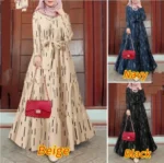 ⁦Eid Muslim Abaya for Women Print Dress Jalabiya Lace Up Saudi Arab Long Robe Ramadan Morocco Dubai Abayas Kaftan Islam Vestidos⁩ - الصورة ⁦2⁩