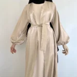 ⁦Muslim Dress Open Abaya Women Modest Dresses Jalabiya Cardigan Robe Sashes Ramadan Morocco Dubai Abayas Kaftan Eid Vestidos⁩ - الصورة ⁦4⁩