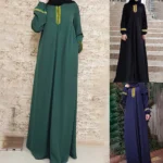 ⁦Stylish Dress Female\'s Clothes Abaya Prayer Maxi Dress Ladies Arab Robe Long Sleeve Muslim Dresses Women Plain⁩ - الصورة ⁦3⁩