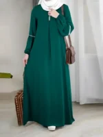 ⁦Fashion Long Sleeve Muslim Maxi Dresses for Women Saudi Arabia Dubai Abaya Party Casual Sequin Sundress Casual Morocco Kaftan⁩ - الصورة ⁦4⁩