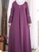 ⁦Fashion Long Sleeve Muslim Maxi Dresses for Women Saudi Arabia Dubai Abaya Party Casual Sequin Sundress Casual Morocco Kaftan⁩ - الصورة ⁦6⁩